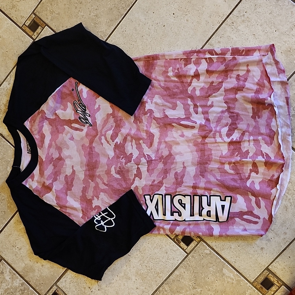 Artistix Greg Polisseni Pink Camo Tie-Dye 3/4 Sleeve Medium Top